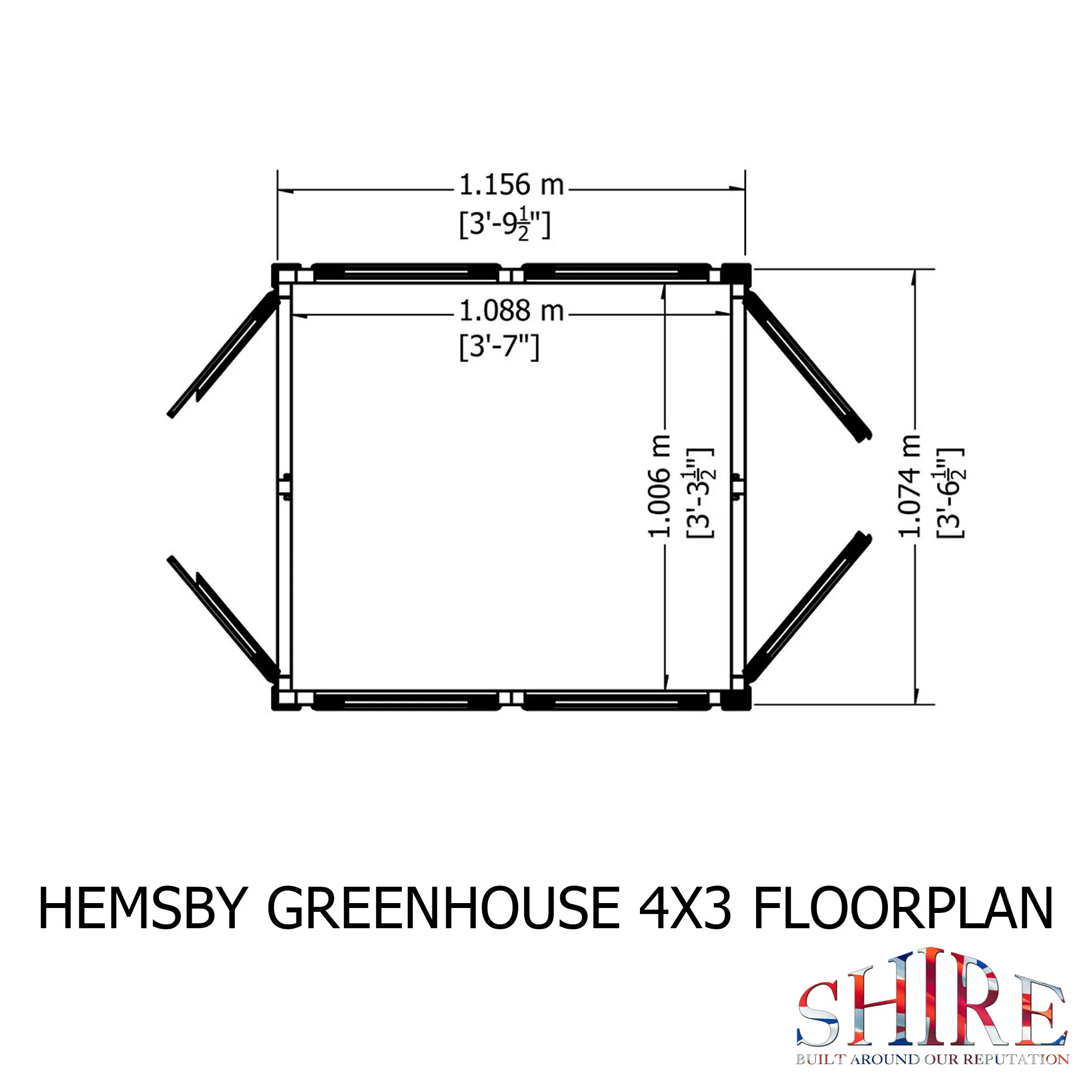 Shire Hemsby 4x4 Wooden Greenhouse - Image 3