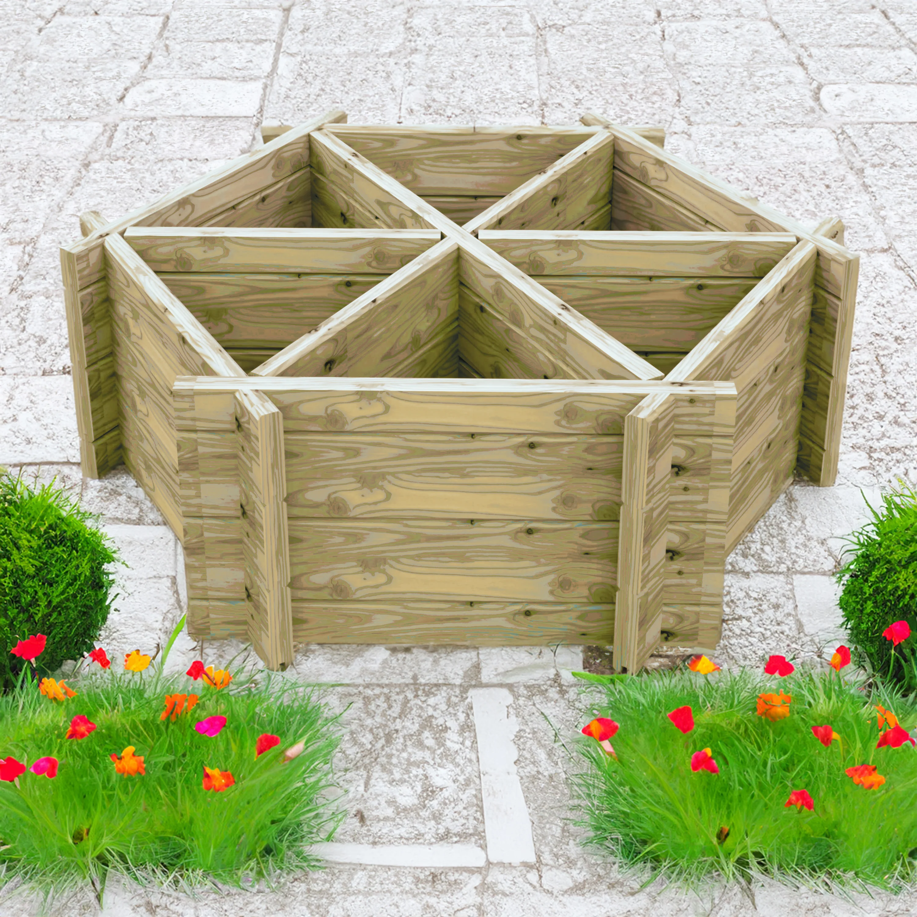 Shire Hexagonal Planter Pressure Treated with 6 Segments - Image 2