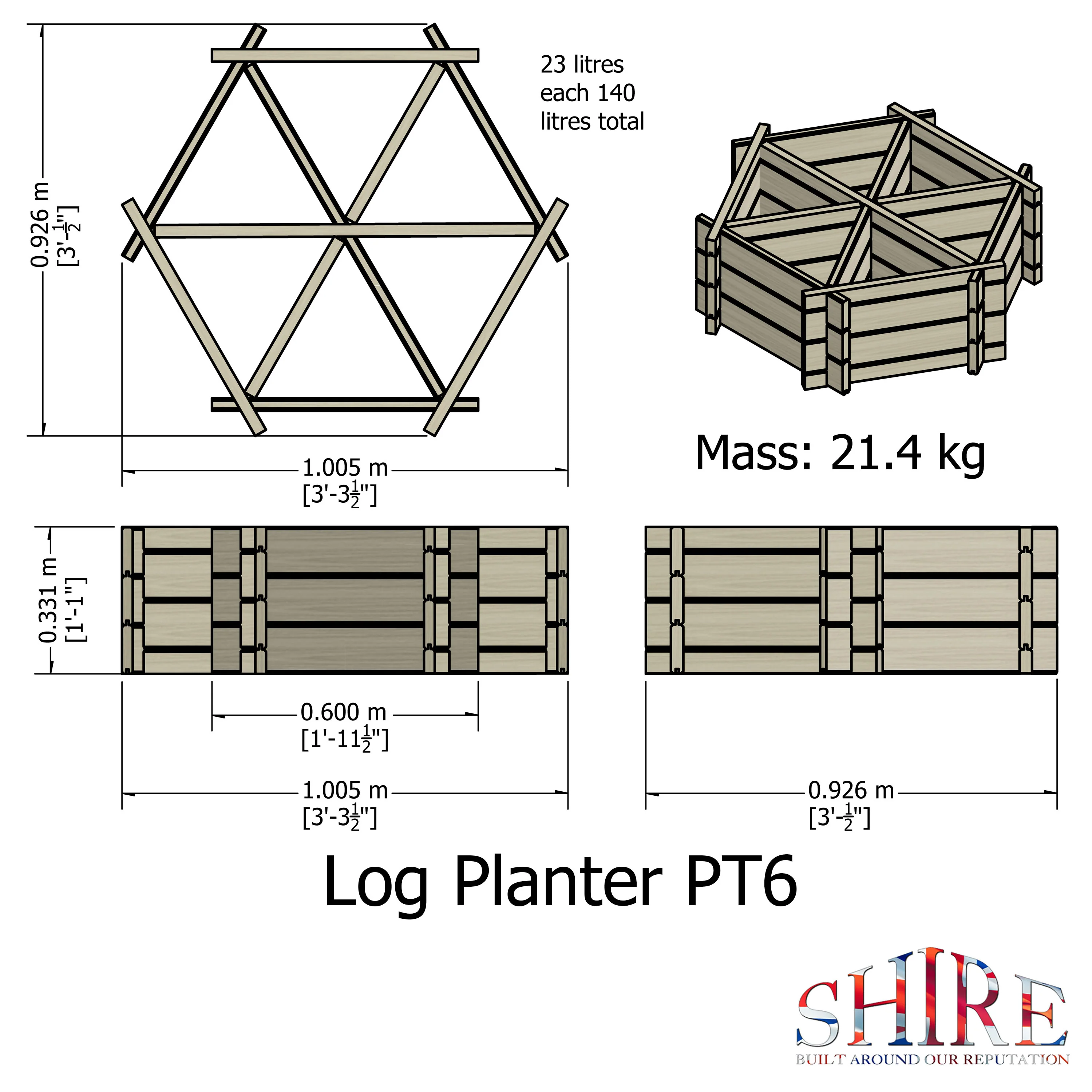 Shire Hexagonal Planter Pressure Treated with 6 Segments - Image 7