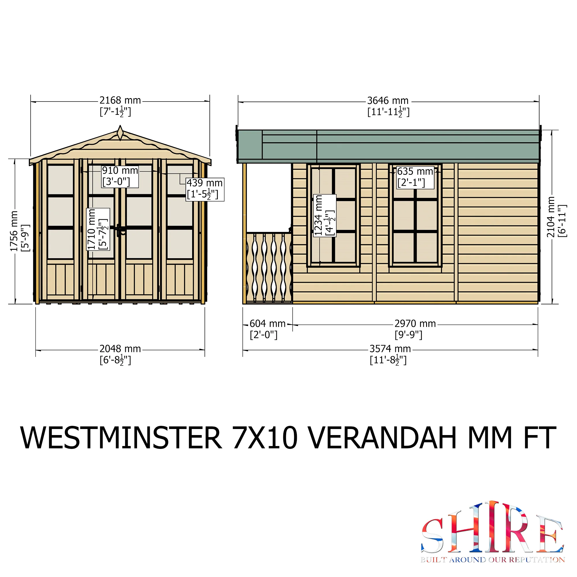Shire Kensington 7x10 Summerhouse with Verandah - Image 4