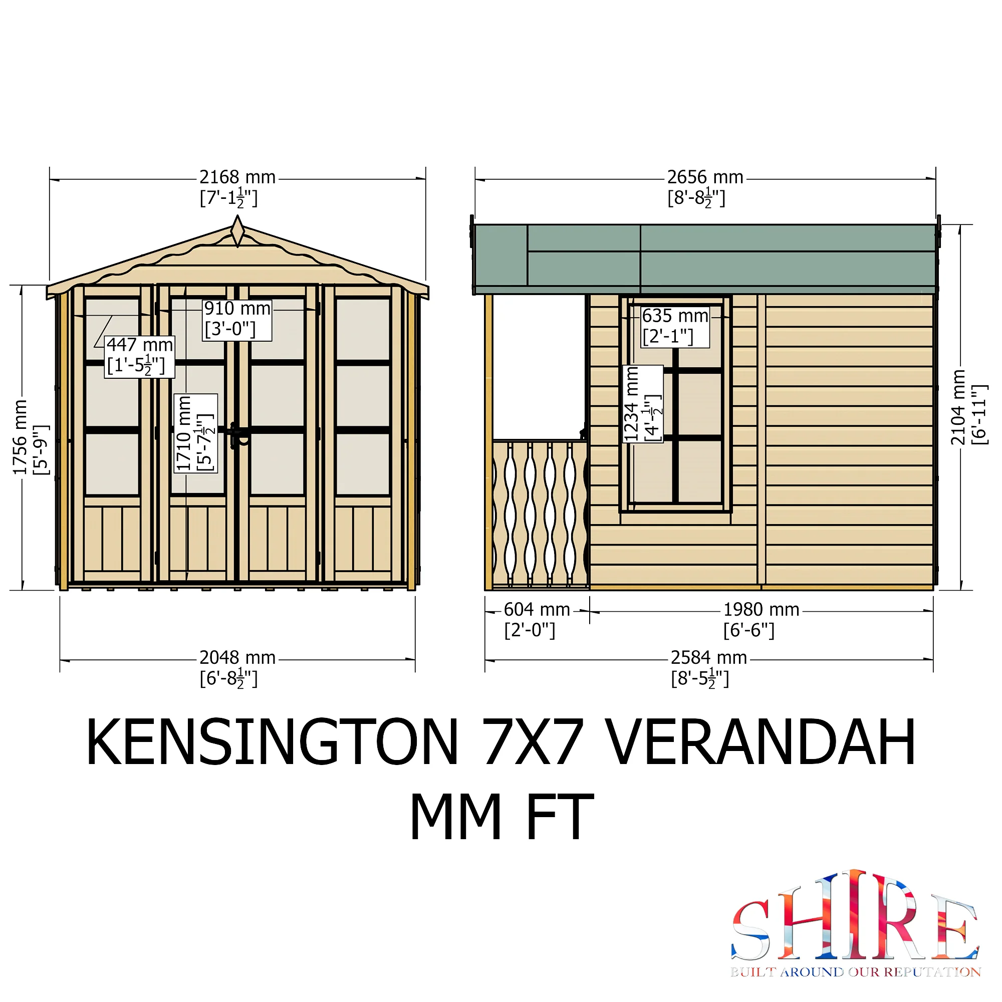 Shire Kensington 7x7 Summerhouse with Verandah - Image 4
