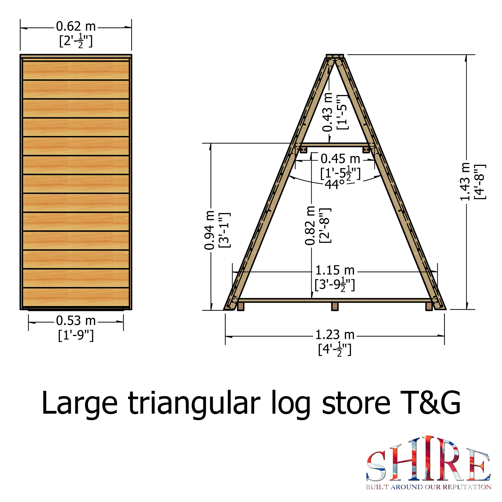 Shire Large Triangular Log Store T&G Pressure Treated - Image 6