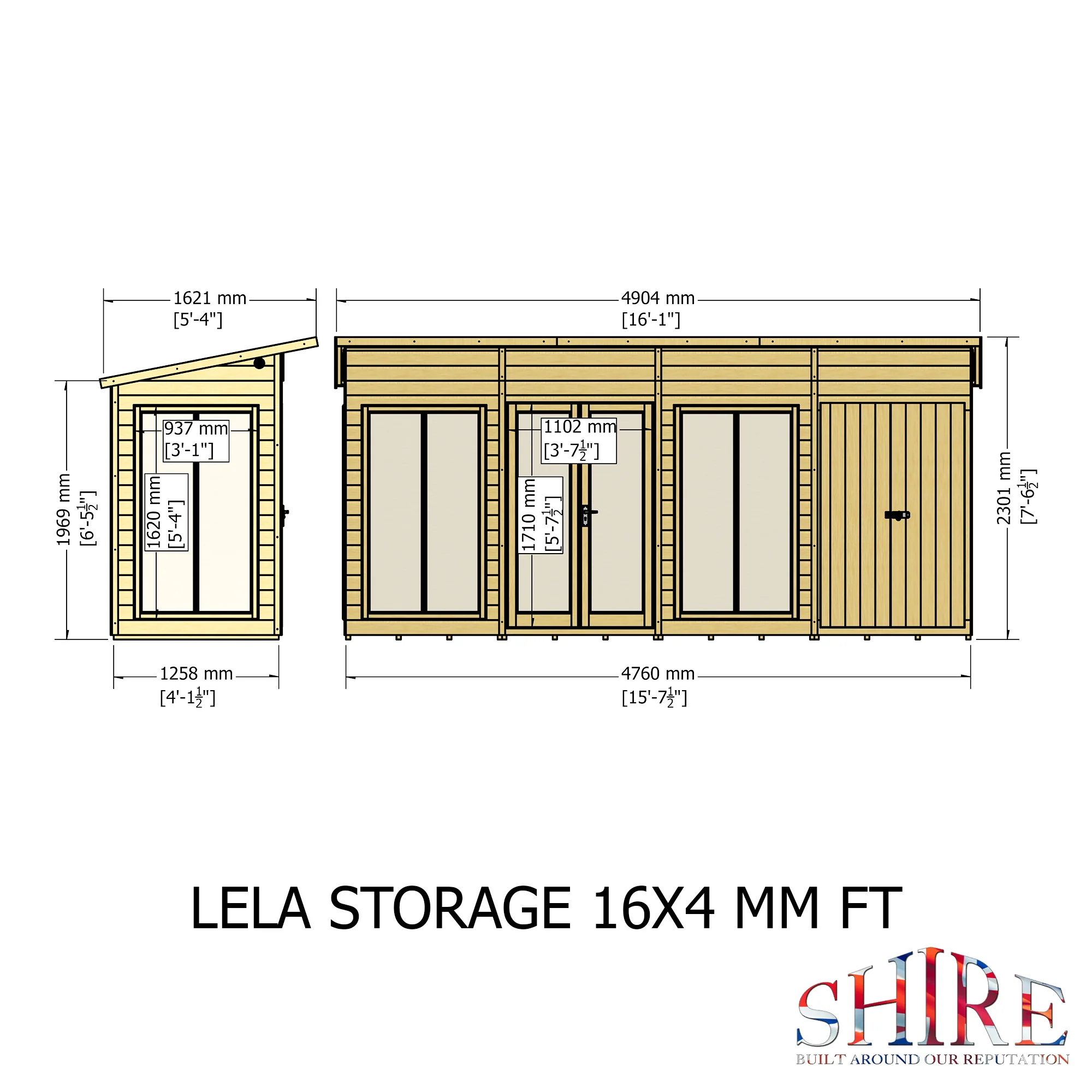 Shire Lela 16x4 Summerhouse with Storage Shed - Image 4