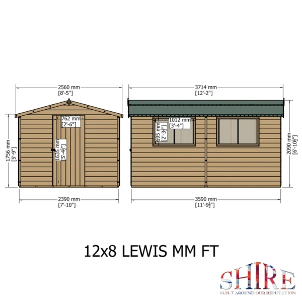 Shire Lewis 12x8 Single Door Shed - Image 5