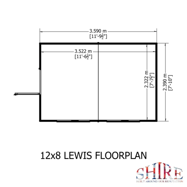 Shire Lewis 12x8 Single Door Shed - Image 6