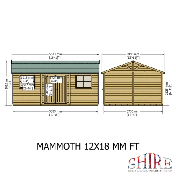 Shire Mammoth Loglap Double Door Shed - 12x18 - Image 3