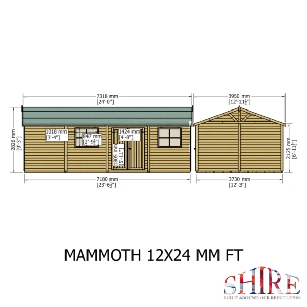 Shire Mammoth Loglap Double Door Shed - 12x24 - Image 3
