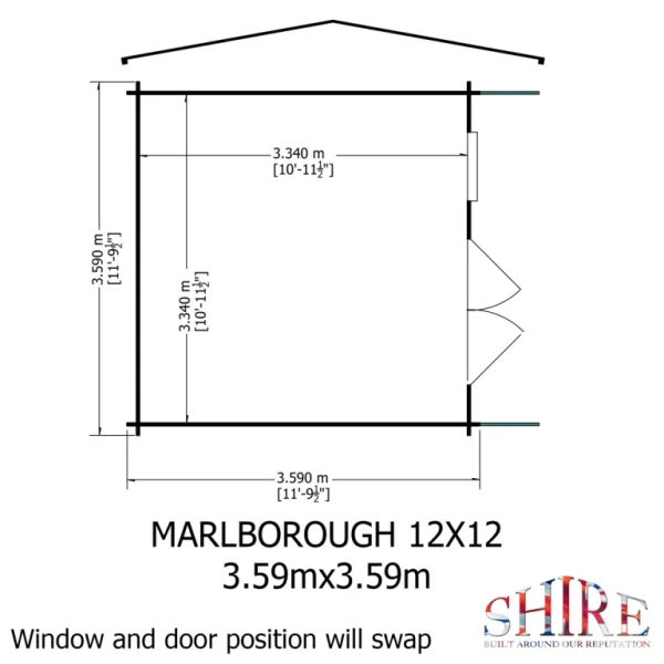Shire Marlborough 12x12 28mm Log Cabin - Image 5