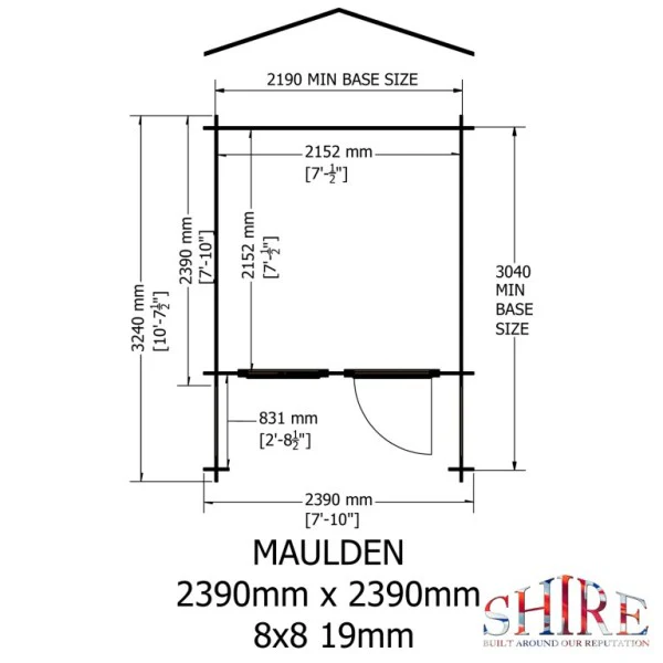 Shire Maulden 8x8 19mm Log Cabin with Veranda - Image 4