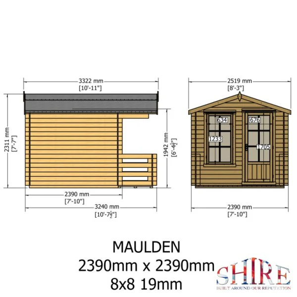 Shire Maulden 8x8 19mm Log Cabin with Veranda - Image 5