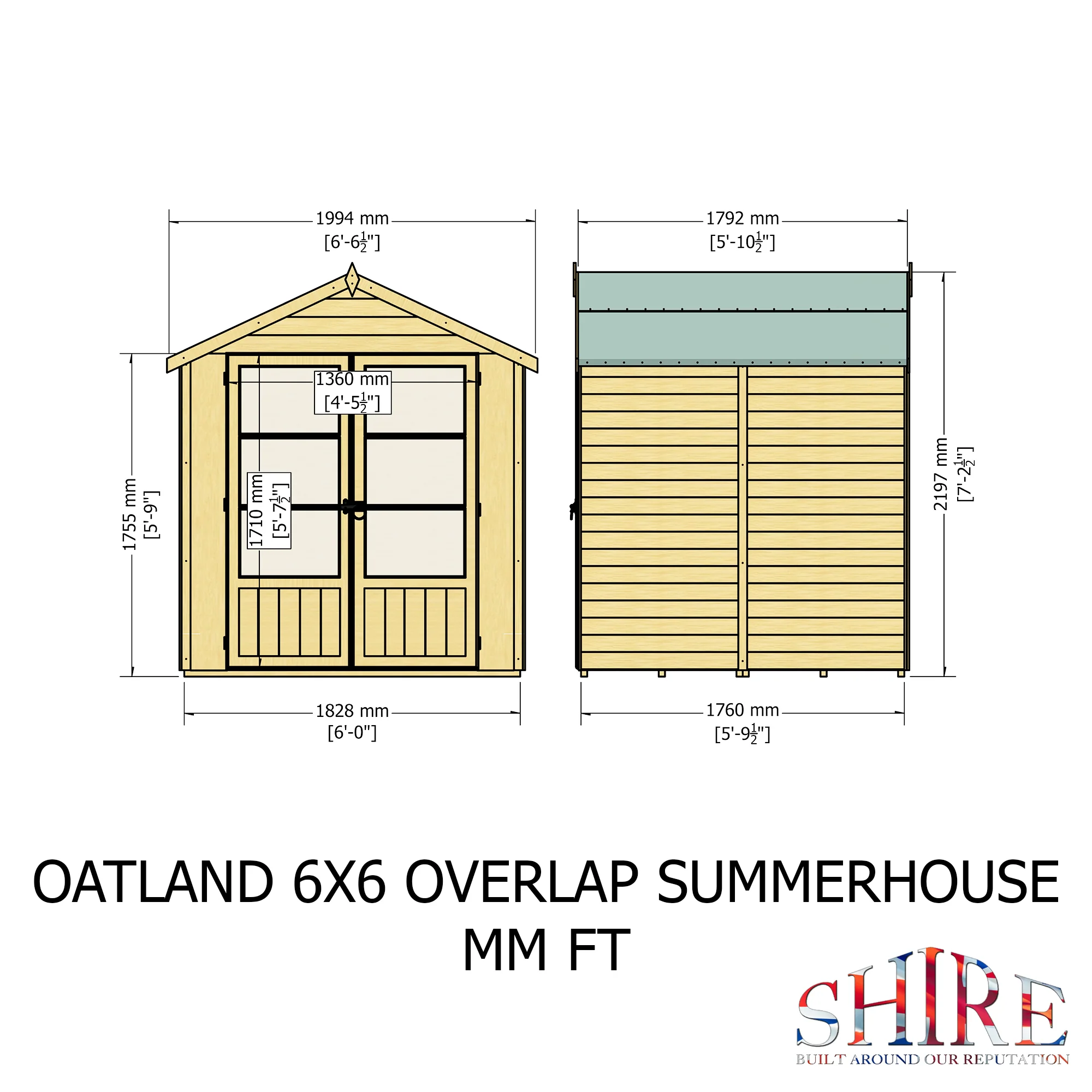 Shire Oatland Overlap Summerhouse 6x6 - Image 4