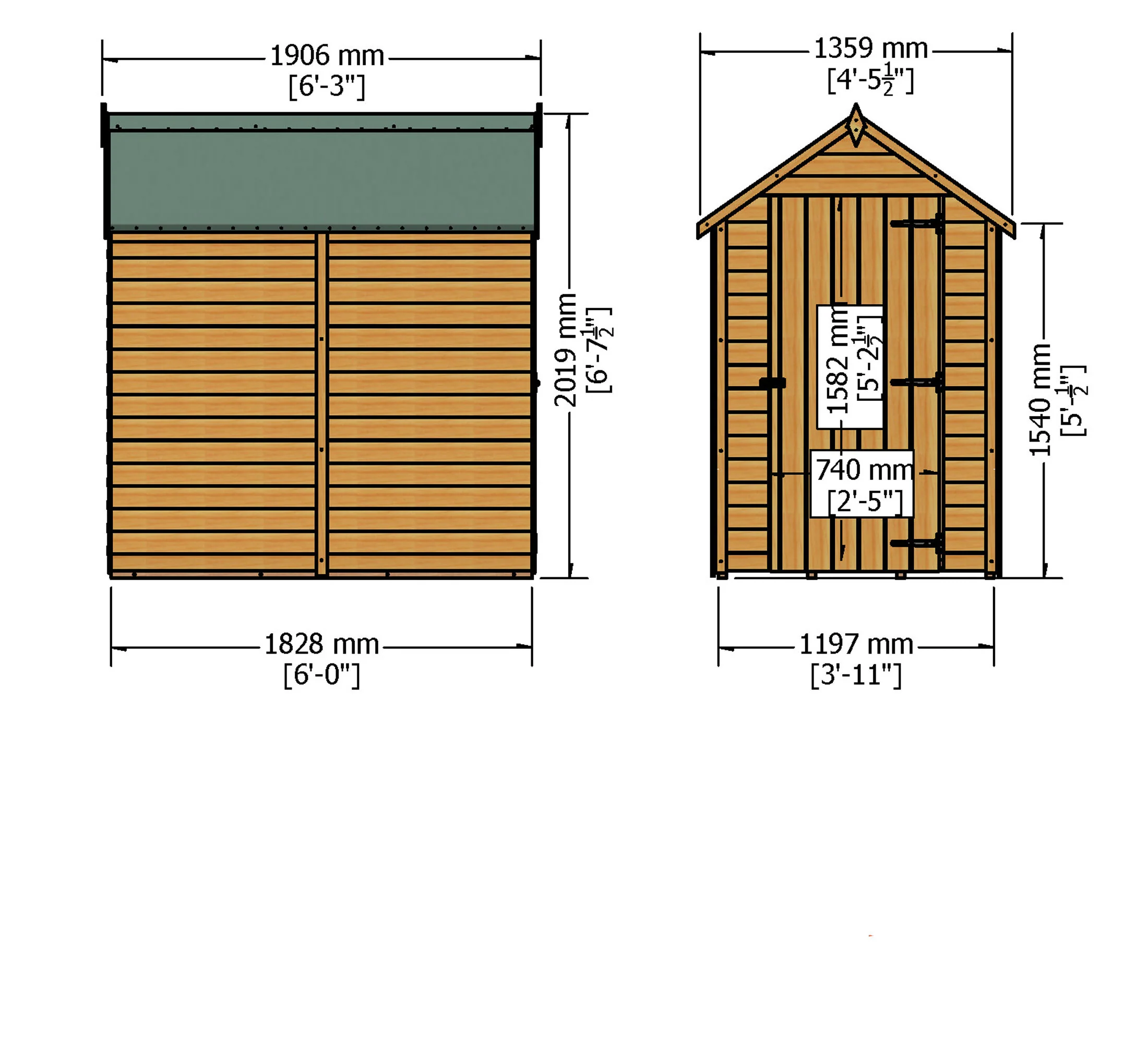 Garden Value Overlap 6 x 4 Pressure Treated Shed - Image 4