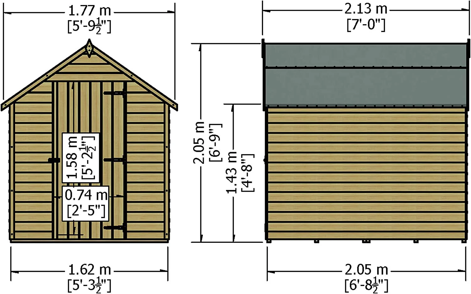 Garden Value Overlap 7 x 5 Pressure Treated Shed - Image 3