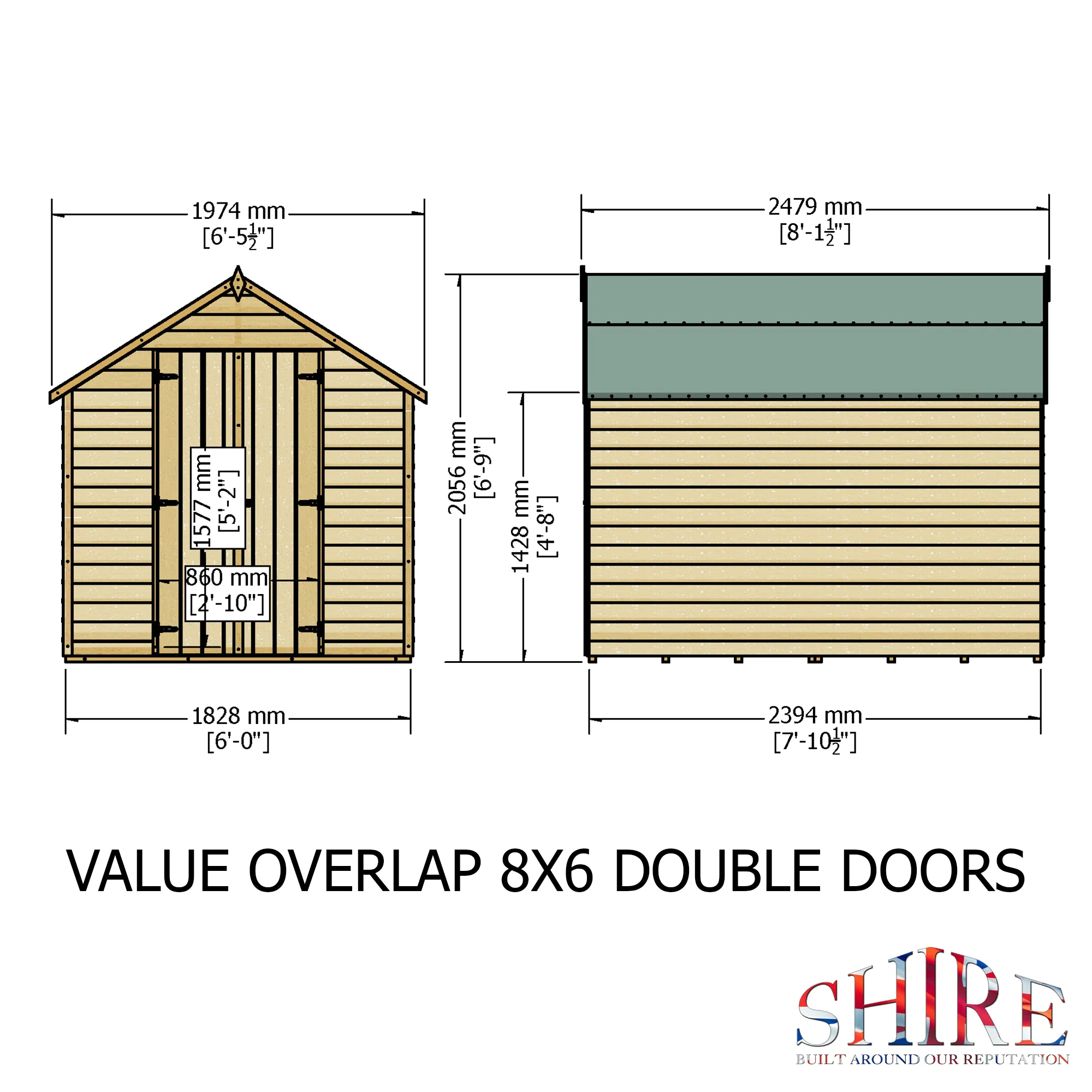 Garden Value Overlap 8 x 6 Double Door Shed - Image 6
