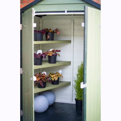 Garden Value Overlap 4 x 3 Double Door Shed with shelves - Image 2