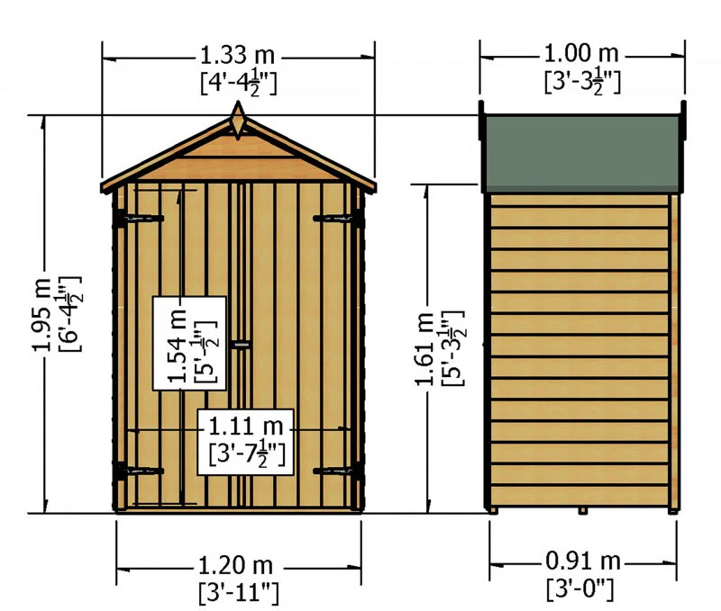 Garden Value Overlap 4 x 3 Double Door Shed with shelves - Image 3