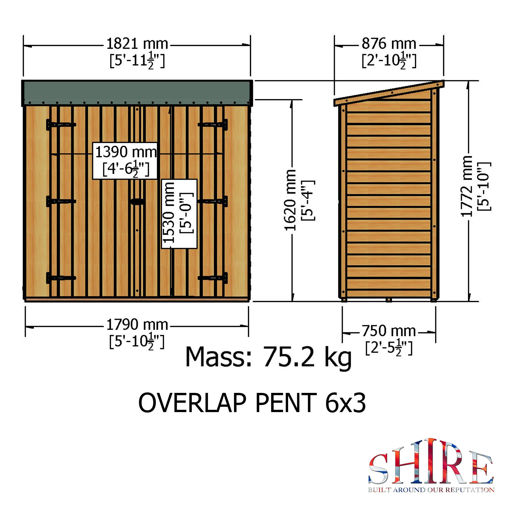 Garden Value Overlap 6 x 3 Pressure Treated Shed - Image 4