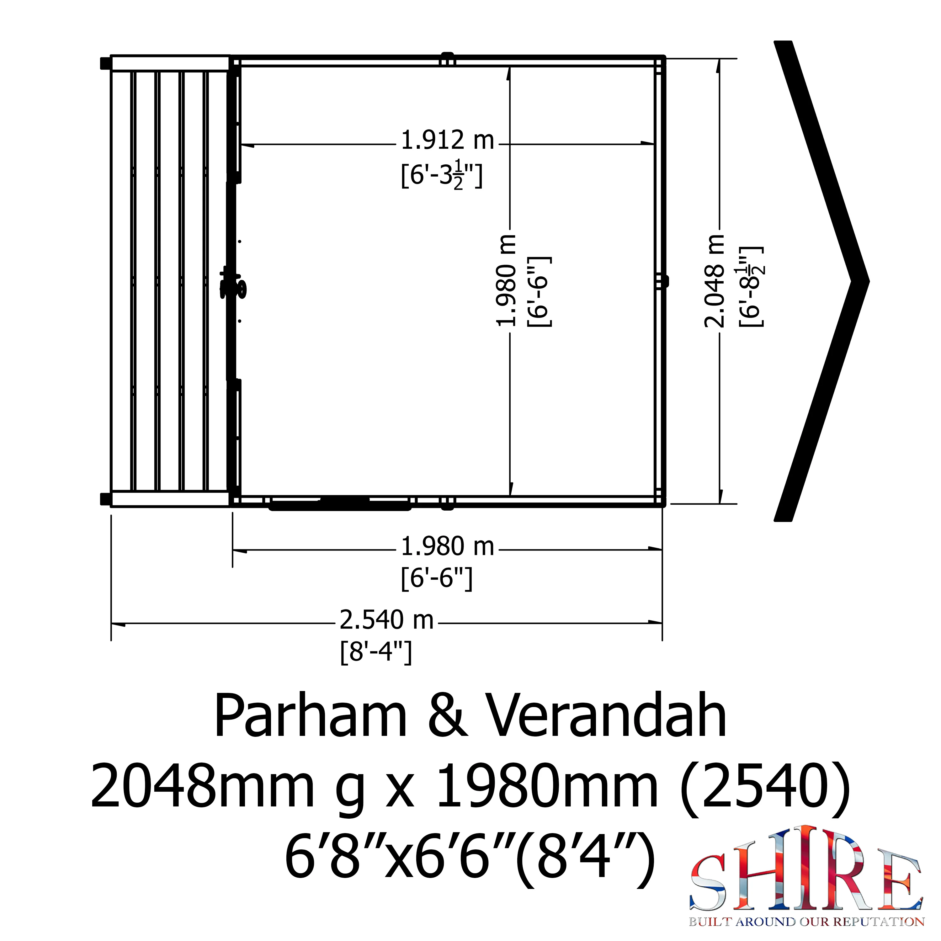 Shire Parham 7x7 Summerhouse with Verandah - Image 3