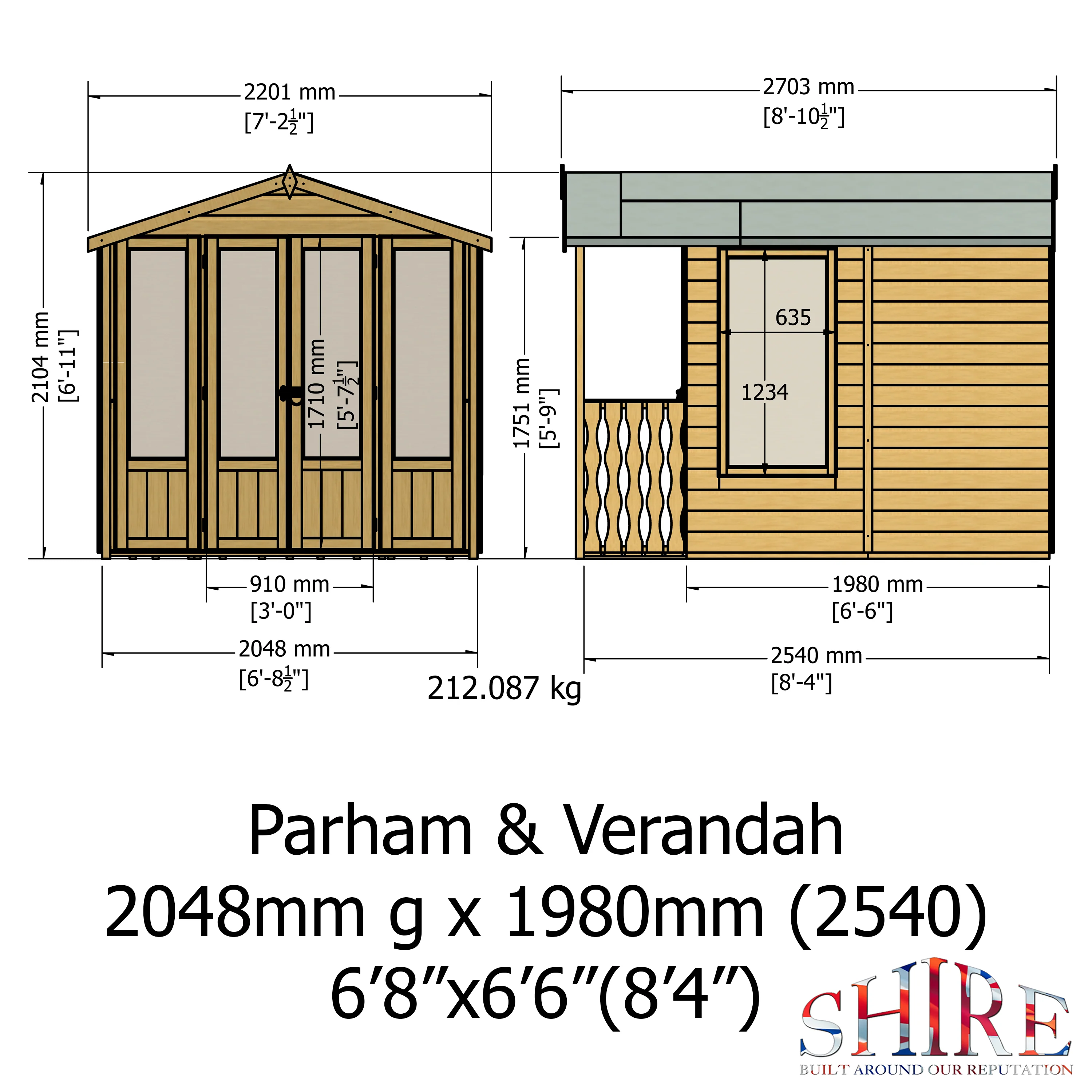 Shire Parham 7x7 Summerhouse with Verandah - Image 4
