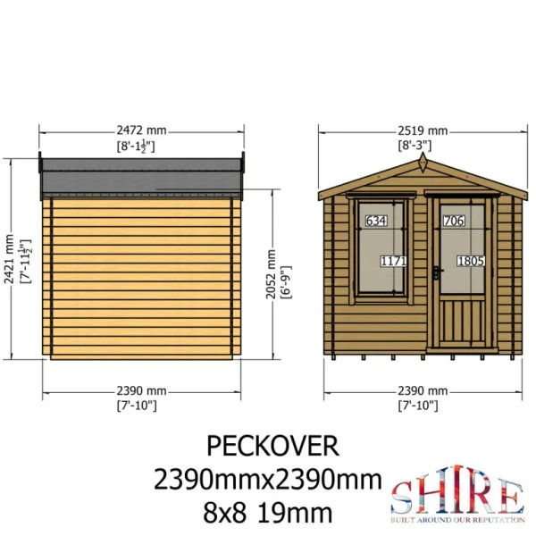 Shire Peckover 8x8 19mm Log Cabin - Image 5