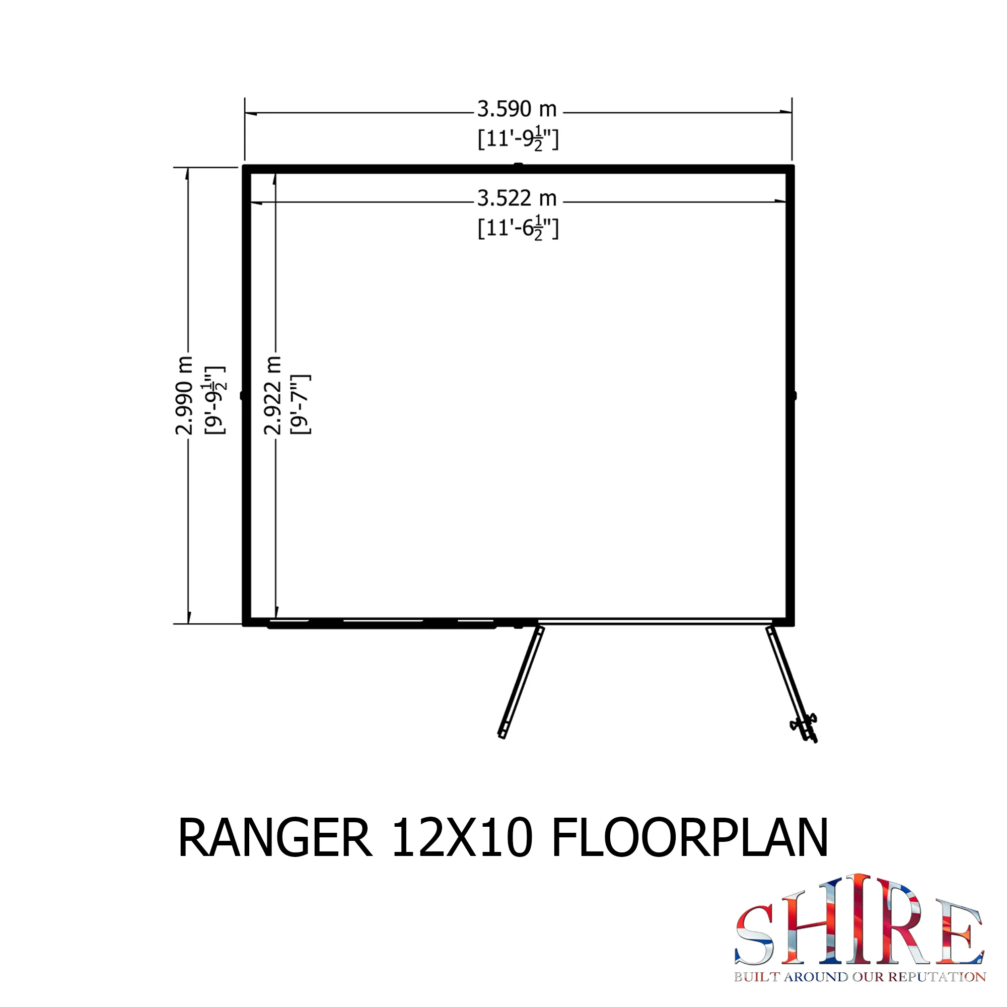Shire Ranger 12 x 10 Pent Shiplap Shed - Image 5
