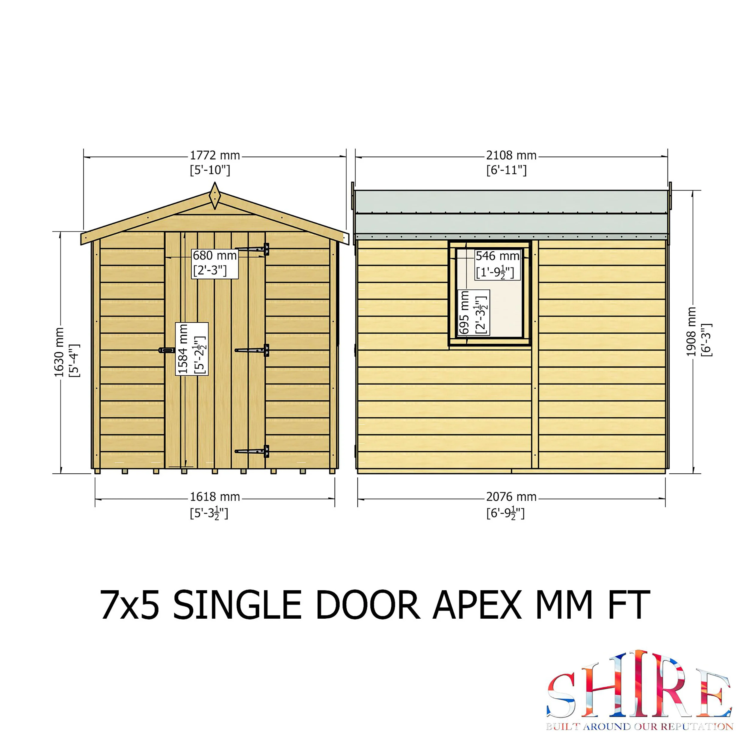 Shire Shiplap Apex Shed 7x5 - Image 9
