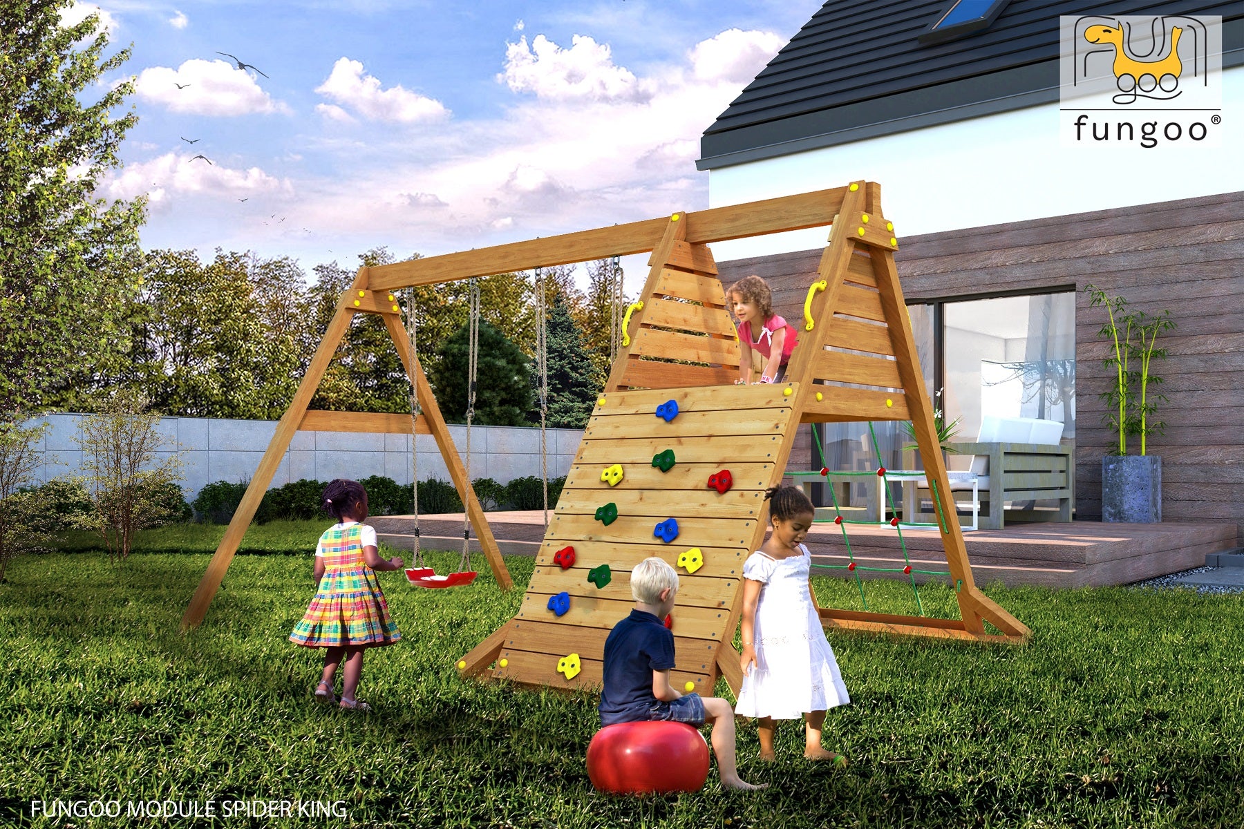 Shire Spider King Teak Painted Climbing Frame - Image 3
