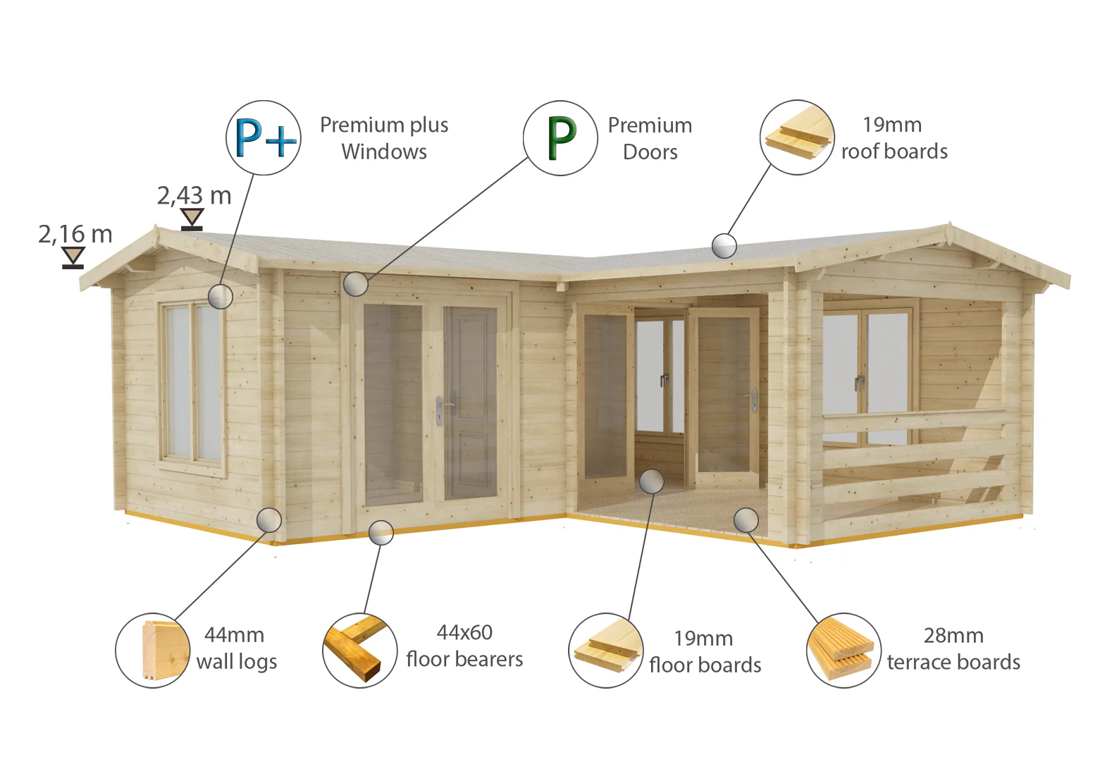 Shire Suzy 18x18 44mm Log Cabin - Image 10