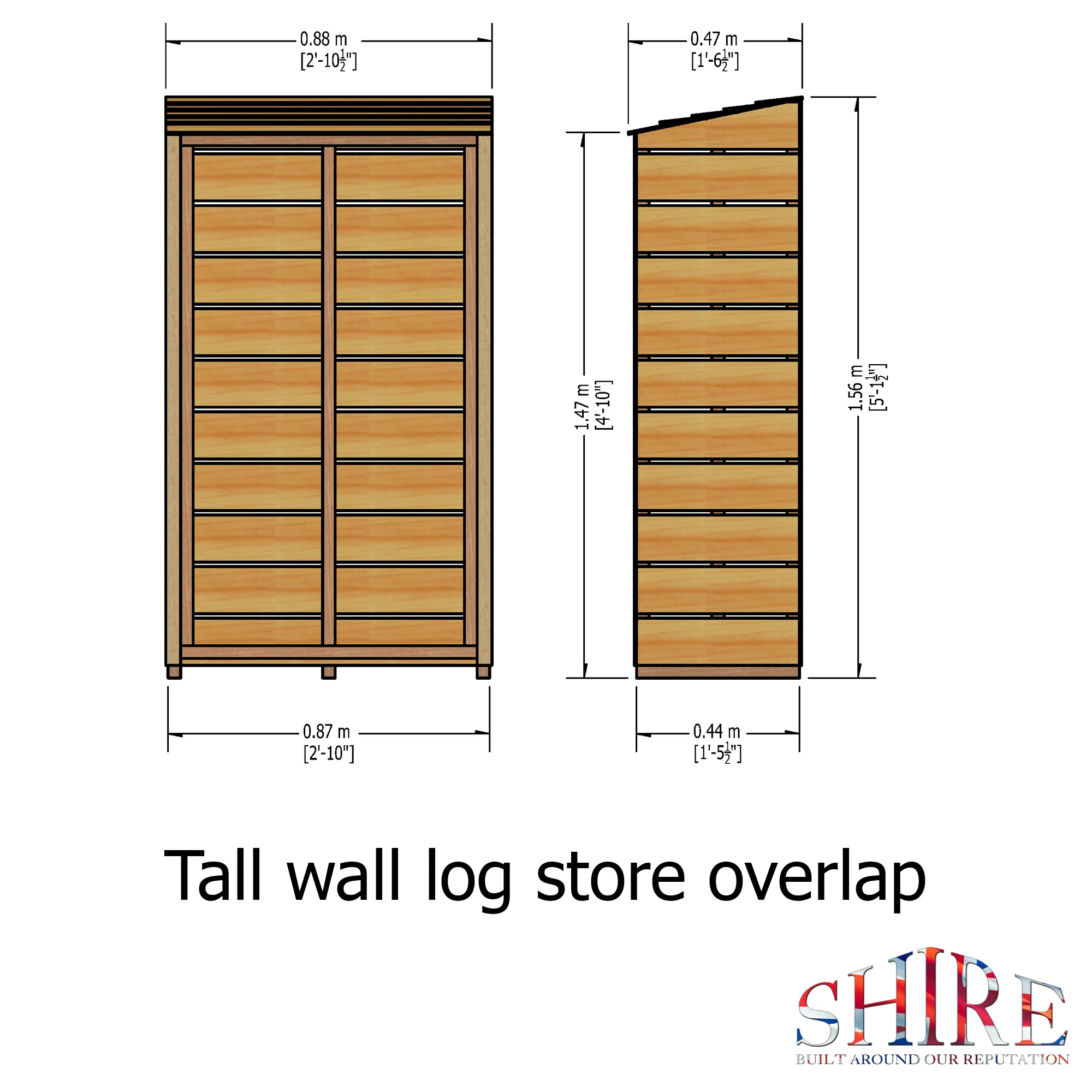 Shire Tall Wall Log Store Sawn Pressure Treated - Image 3