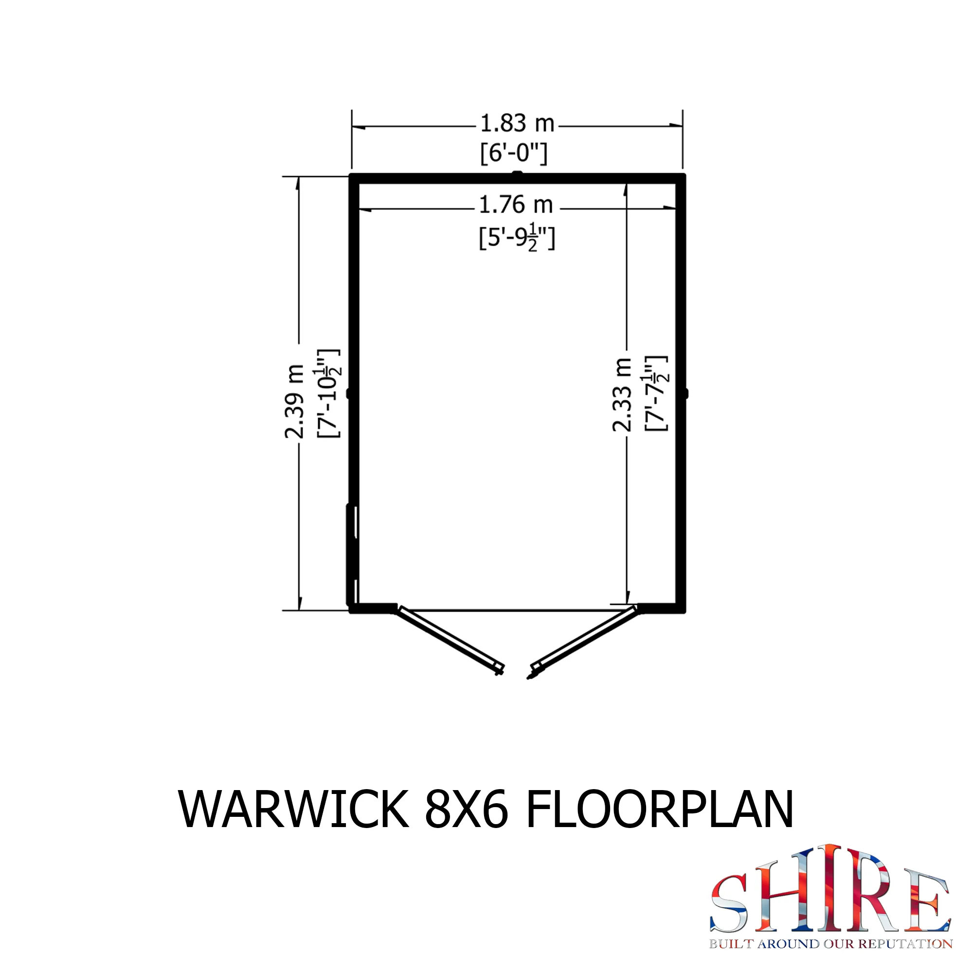 Shire Warwick Shed Double Door 8x6 - Image 3