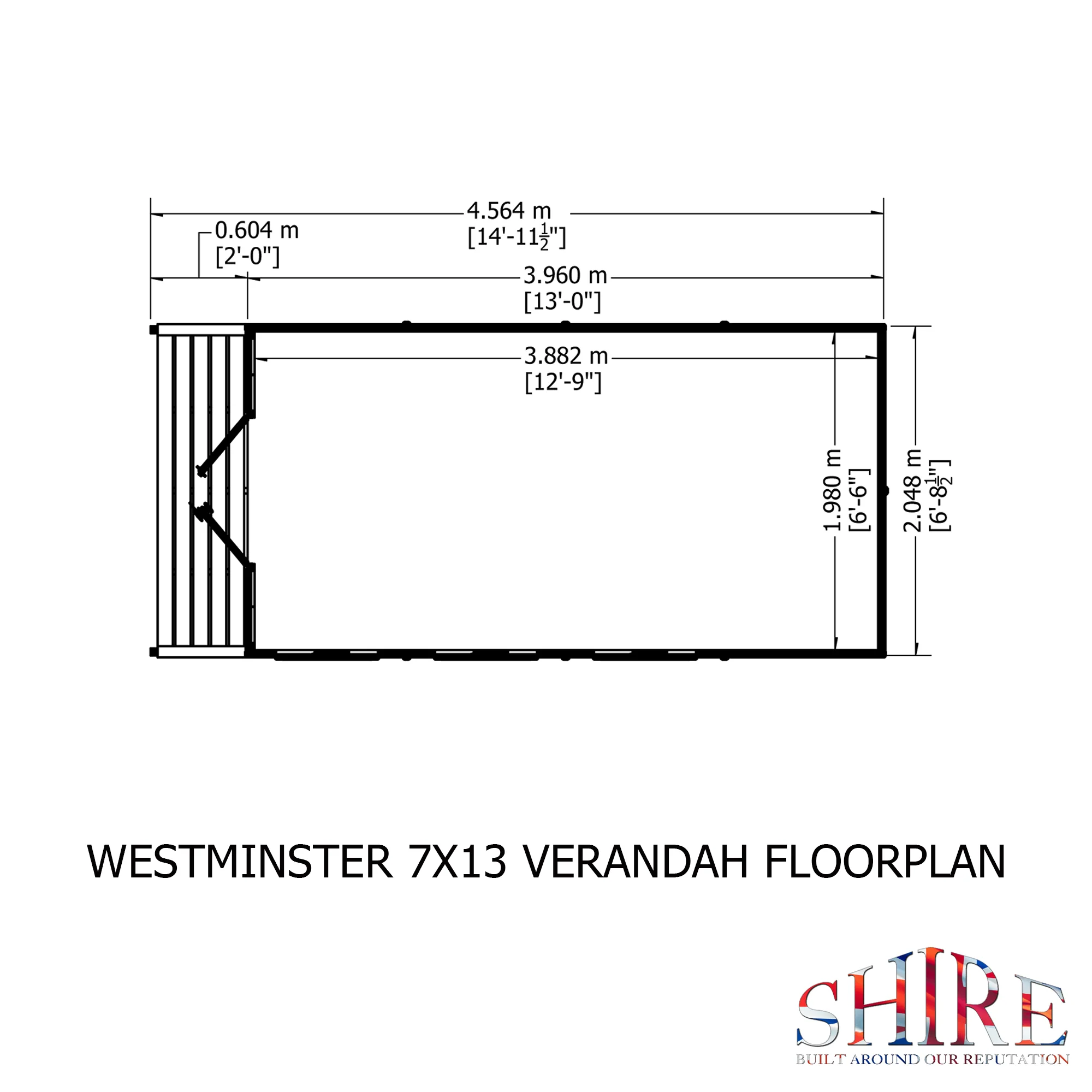 Shire Westminster 13x7 Summerhouse with Verandah - Image 4