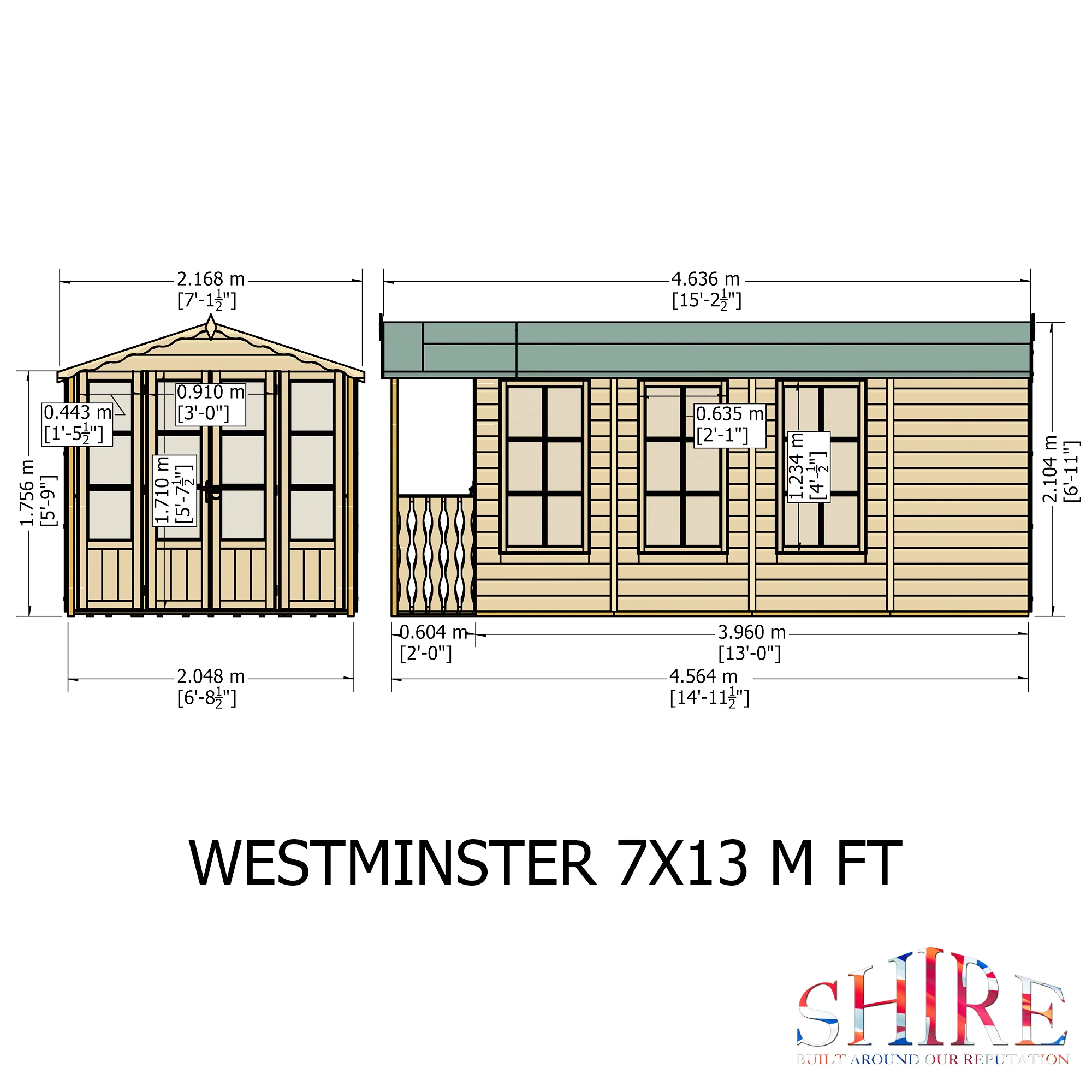Shire Westminster 13x7 Summerhouse with Verandah - Image 6