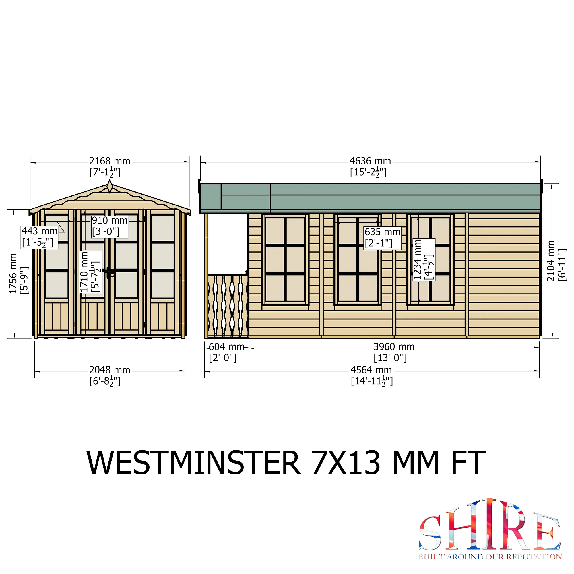 Shire Westminster 13x7 Summerhouse with Verandah - Image 7