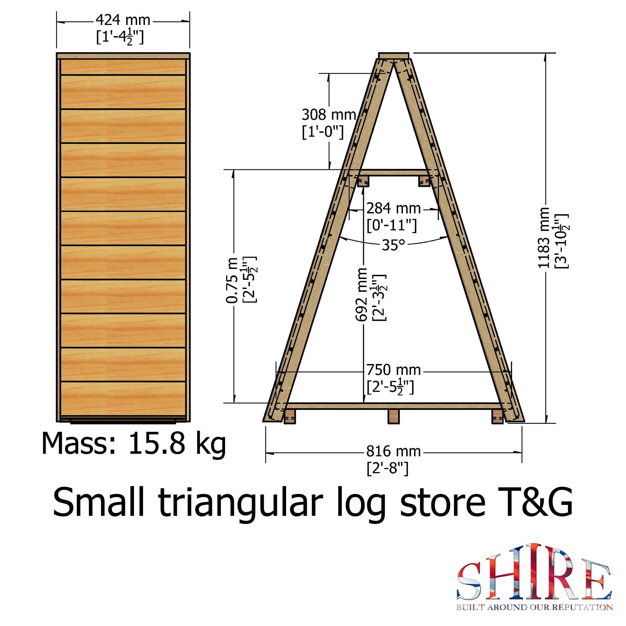 Small Triangular Log Store T&G Pressure Treated - Image 4