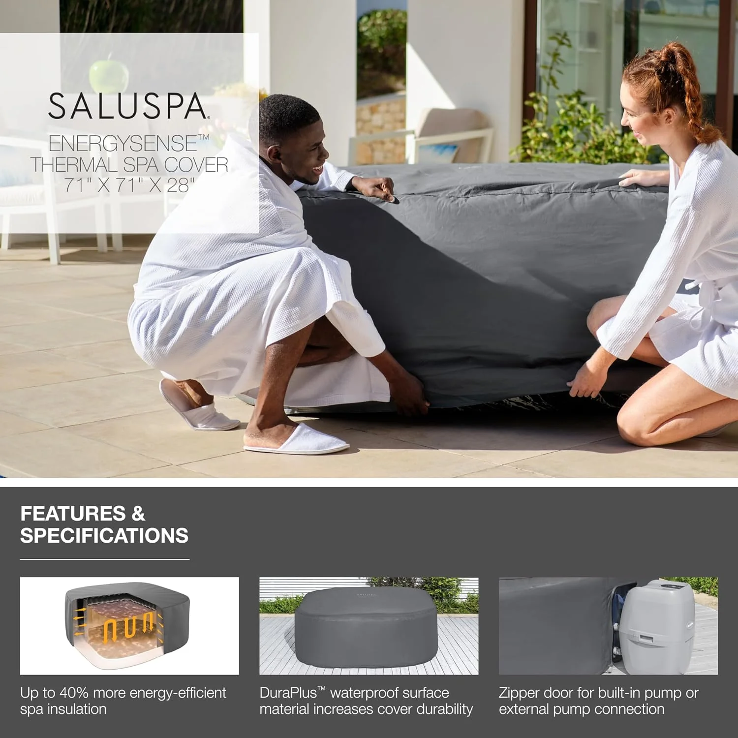 Square Thermal Spa Cover (71" x 71" x 28") - Image 3