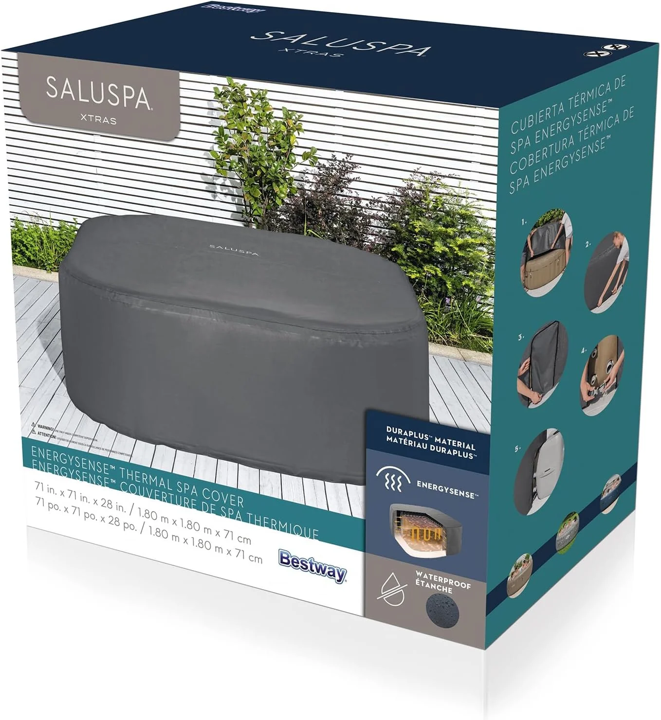 Square Thermal Spa Cover (71" x 71" x 28") - Image 4