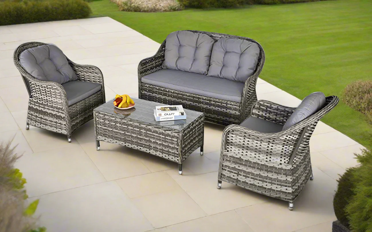 St Tropez Aluminium 4 Seat Lounge Set