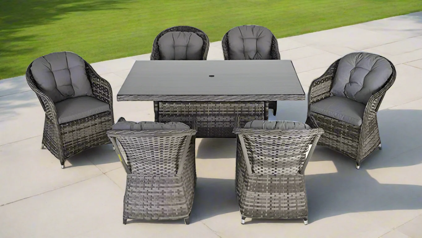 St Tropez Aluminium 6 Seat Rectangular Dining Set