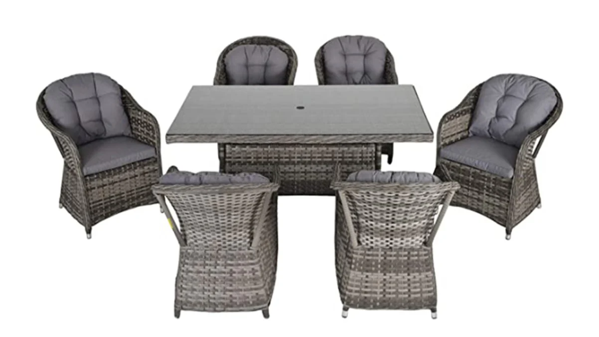 St Tropez Aluminium 6 Seat Rectangular Dining Set - Image 4