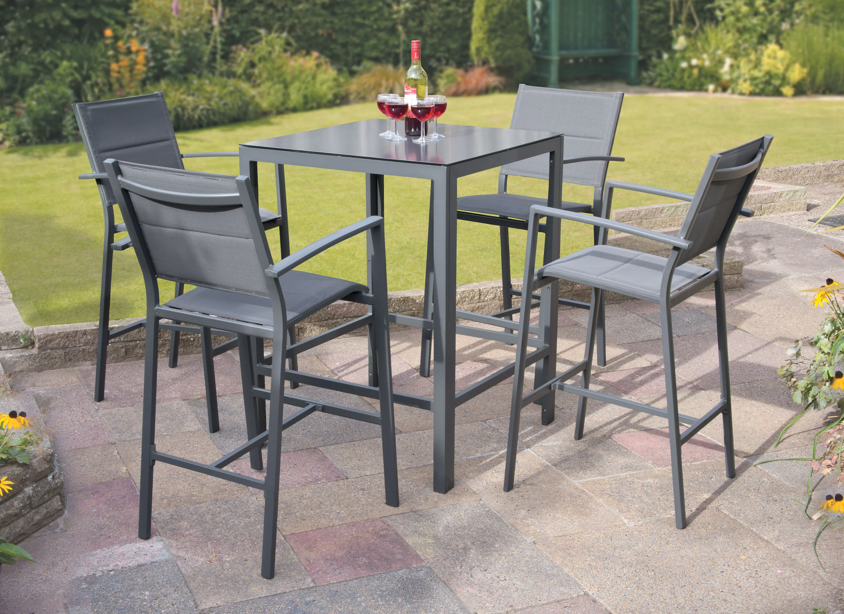 Sydney Aluminium 4 Seat Square Bar Set - Image 6