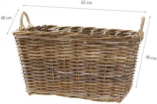 Tobs Rattan Rectangular Basket With Handles Grey - Image 3