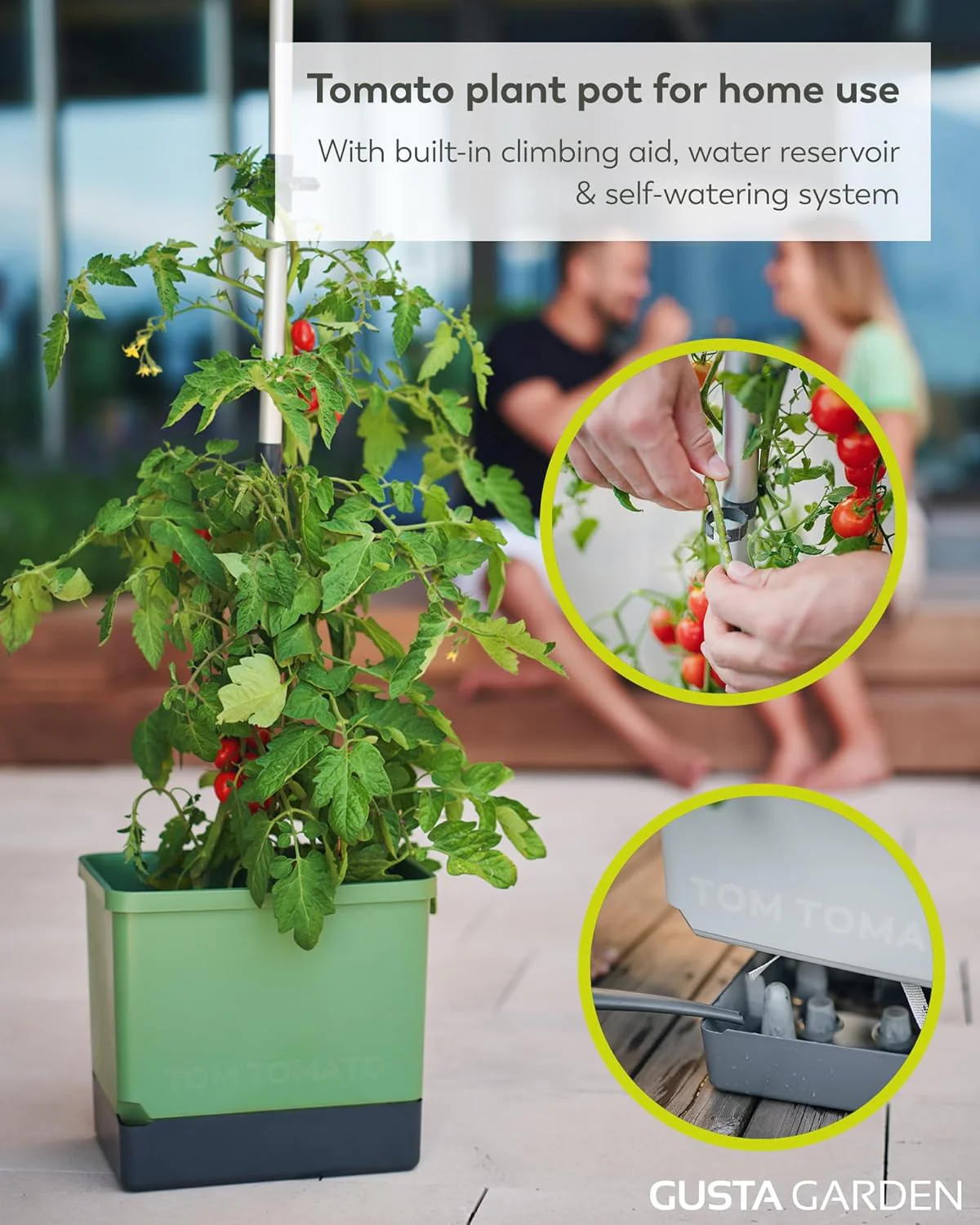 Tom Tomato Planter Dark Green - Climbing Aid, Self-Watering System & Plant Clips - Image 2