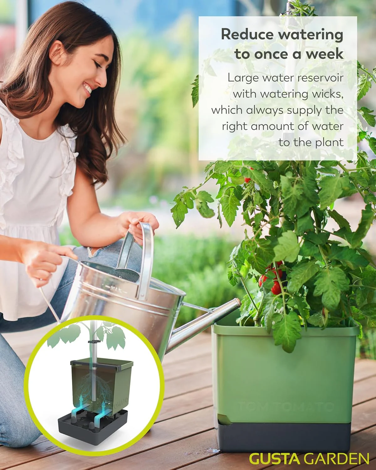 Tom Tomato Planter Dark Green - Climbing Aid, Self-Watering System & Plant Clips - Image 4