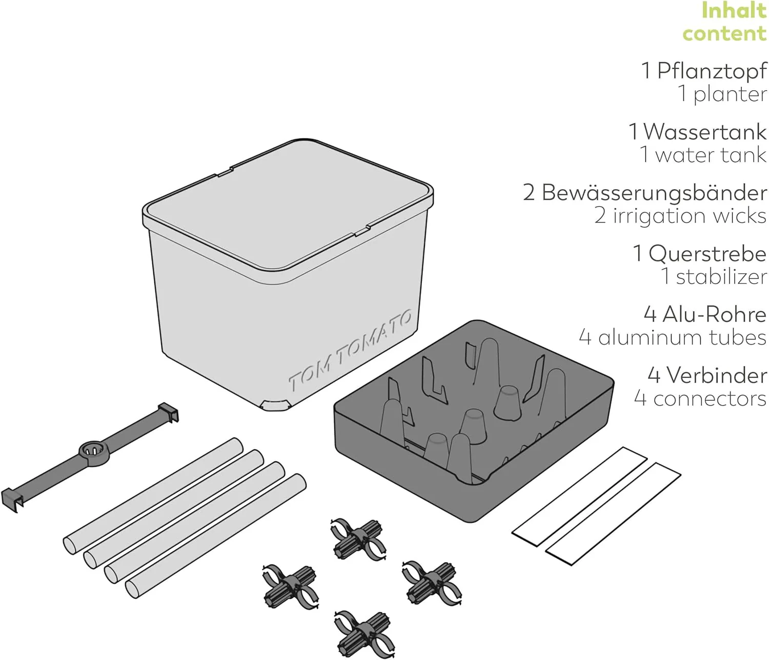 Tom Tomato Planter Dark Green - Climbing Aid, Self-Watering System & Plant Clips - Image 7