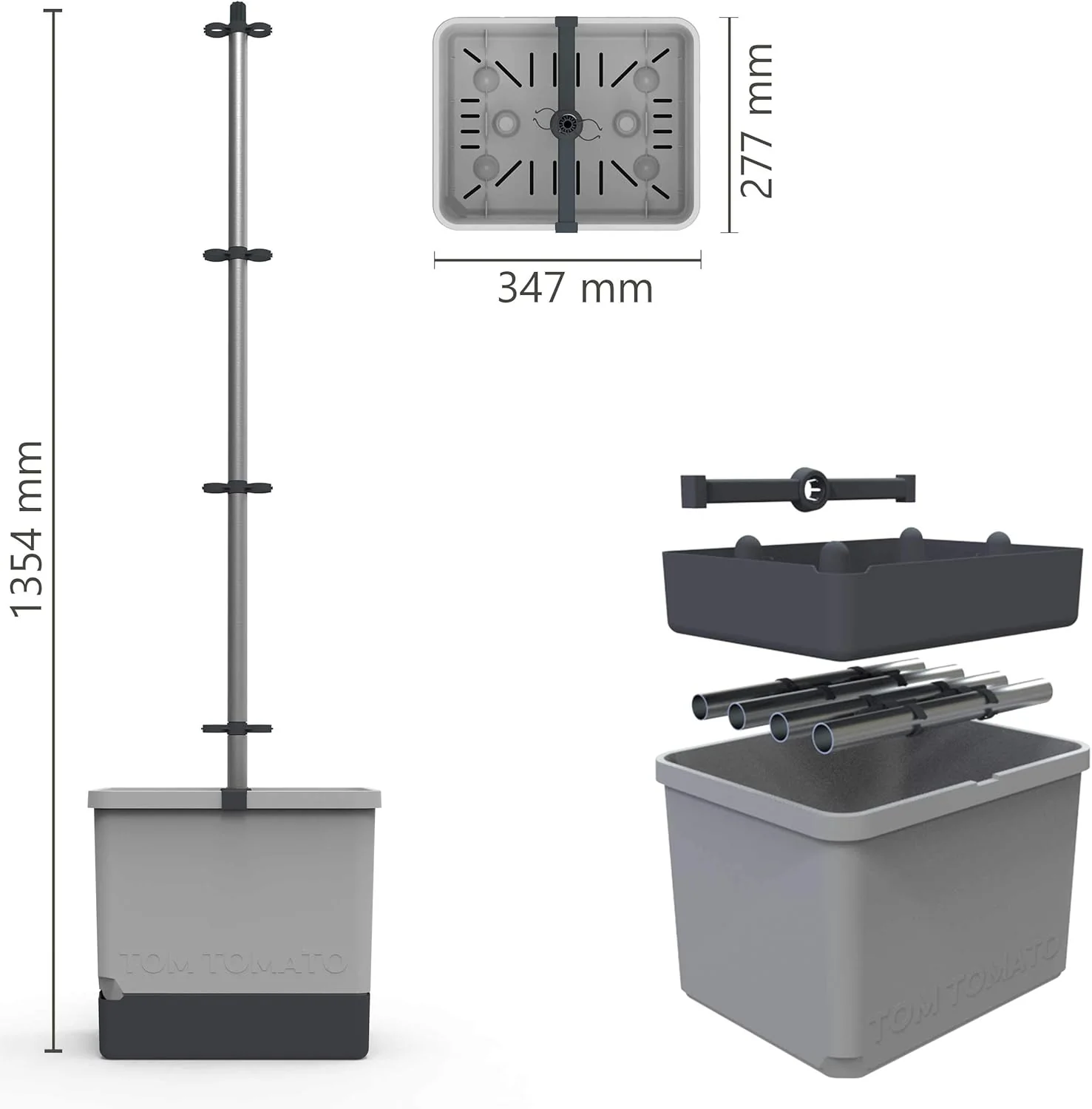 Tom Tomato Planter Dark Green - Climbing Aid, Self-Watering System & Plant Clips - Image 8