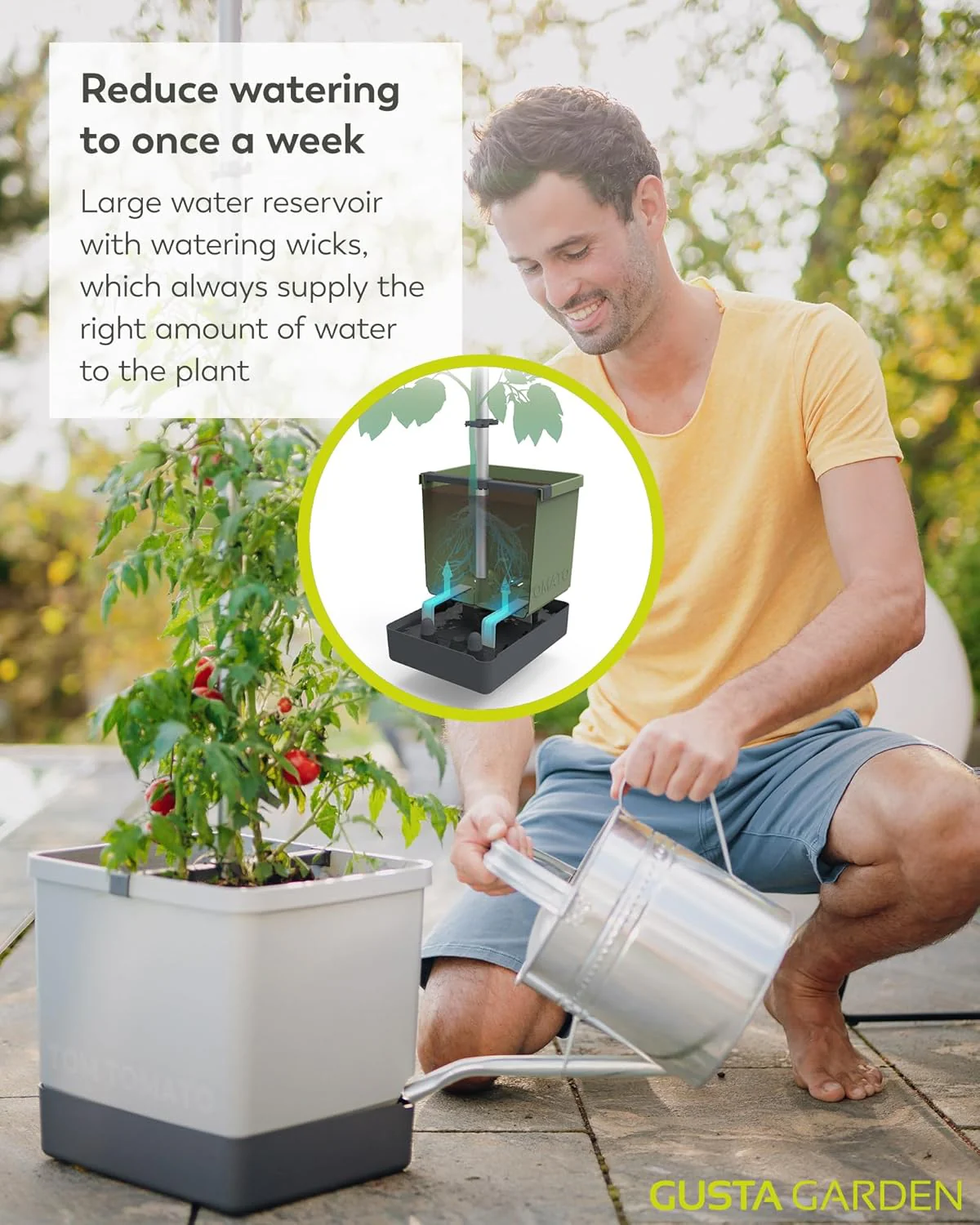 Tom Tomato Planter Light Grey - Climbing Aid, Self-Watering System & Plant Clips - Image 4