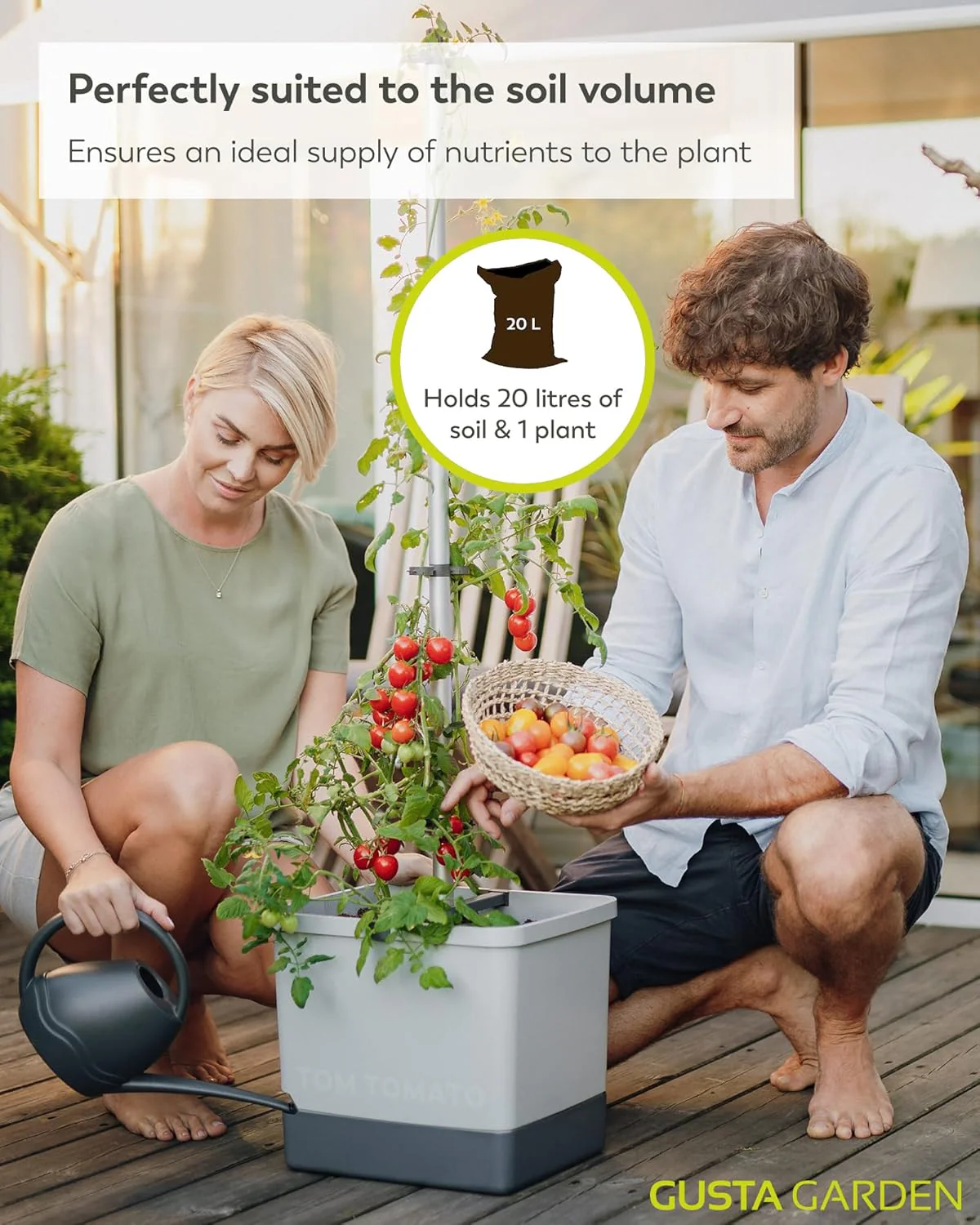 Tom Tomato Planter Light Grey - Climbing Aid, Self-Watering System & Plant Clips - Image 5