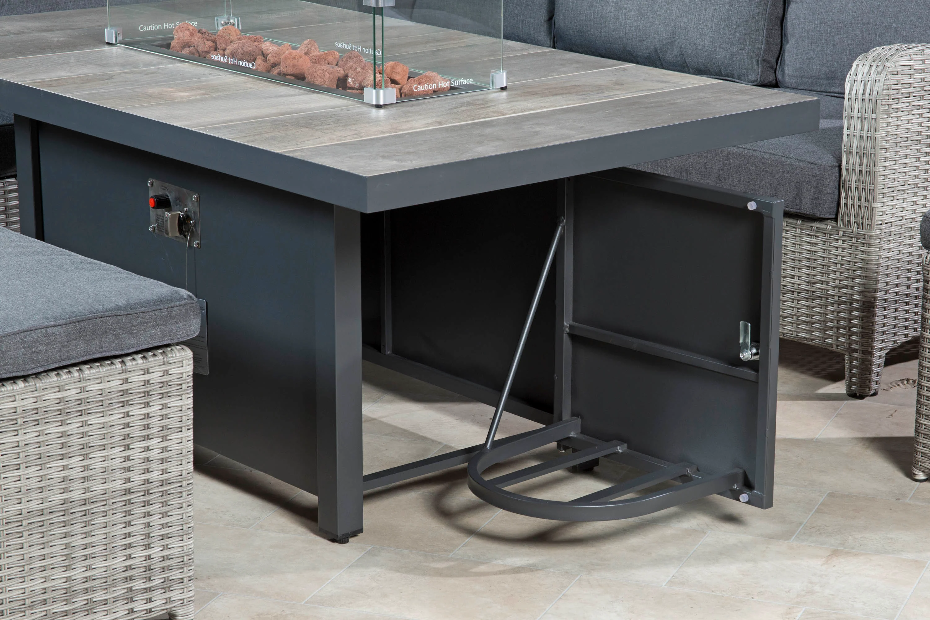 Tulla Reclining Corner Dining Set with Gas Fire Pit Table - Image 11