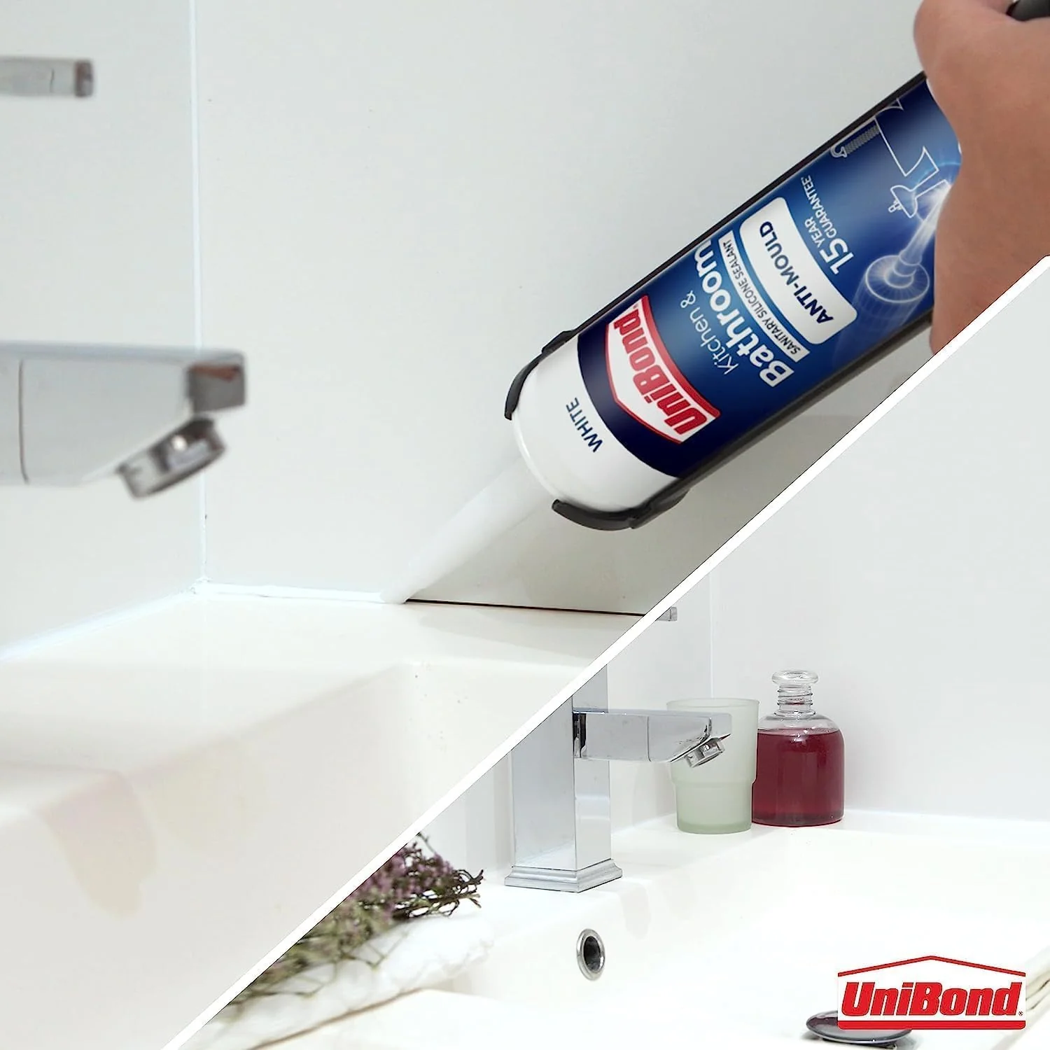 UniBond Anti-Mould White, Waterproof Mould Protection Kitchen & Bathroom Sealant - Image 4