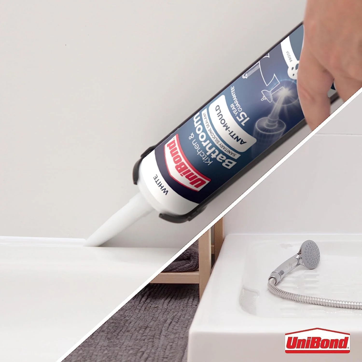 UniBond Anti-Mould White, Waterproof Mould Protection Kitchen & Bathroom Sealant - Image 5